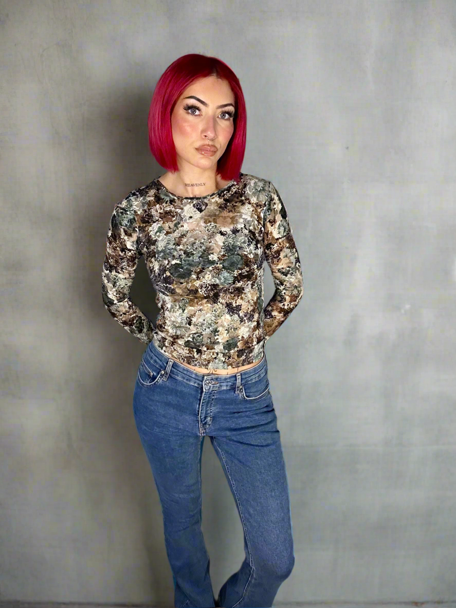 Long sleeve mesh top