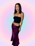 Purple velvet panelled midaxi skirt