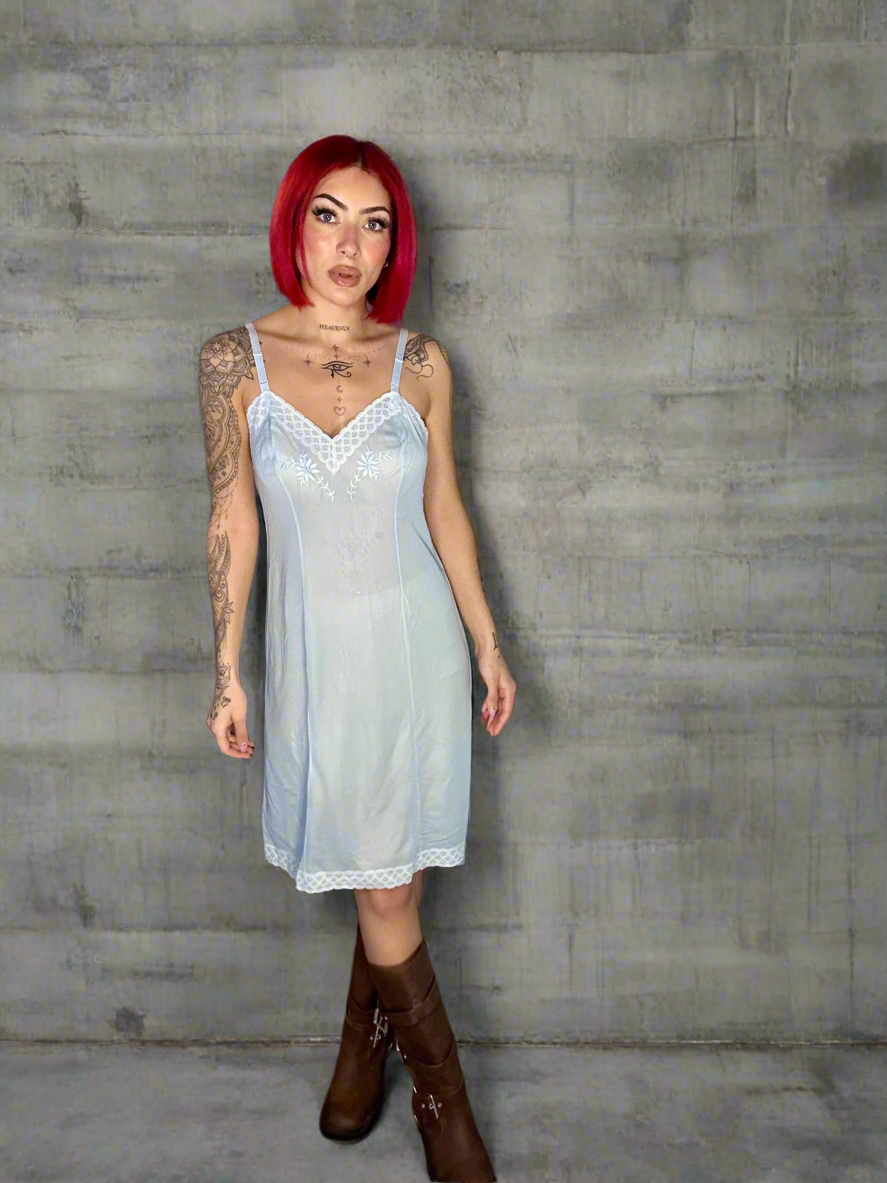 Sheer blue slip dress