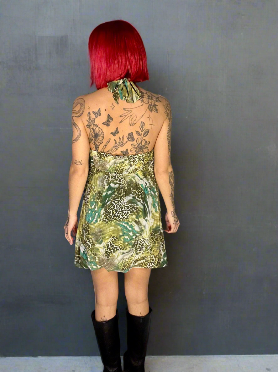 Animal print halter neck dress