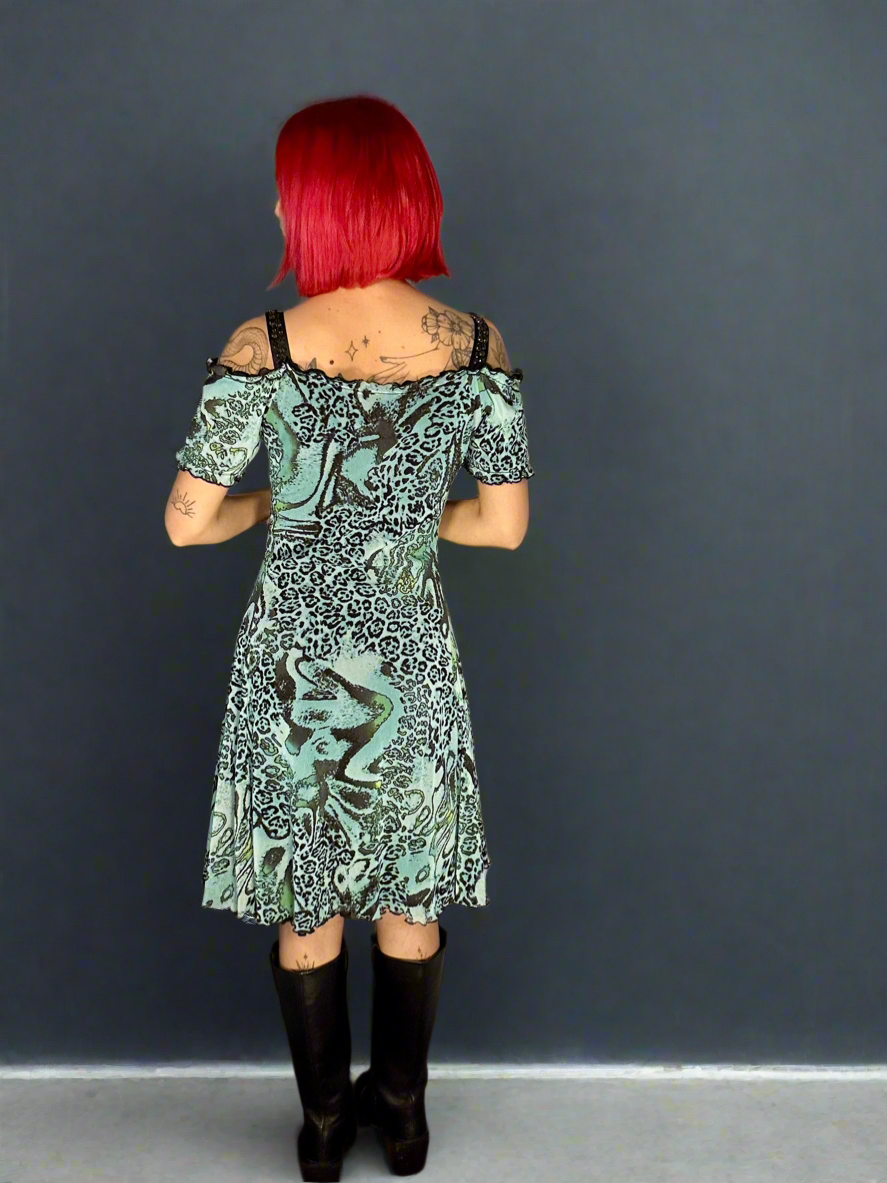 Teal animal print dress
