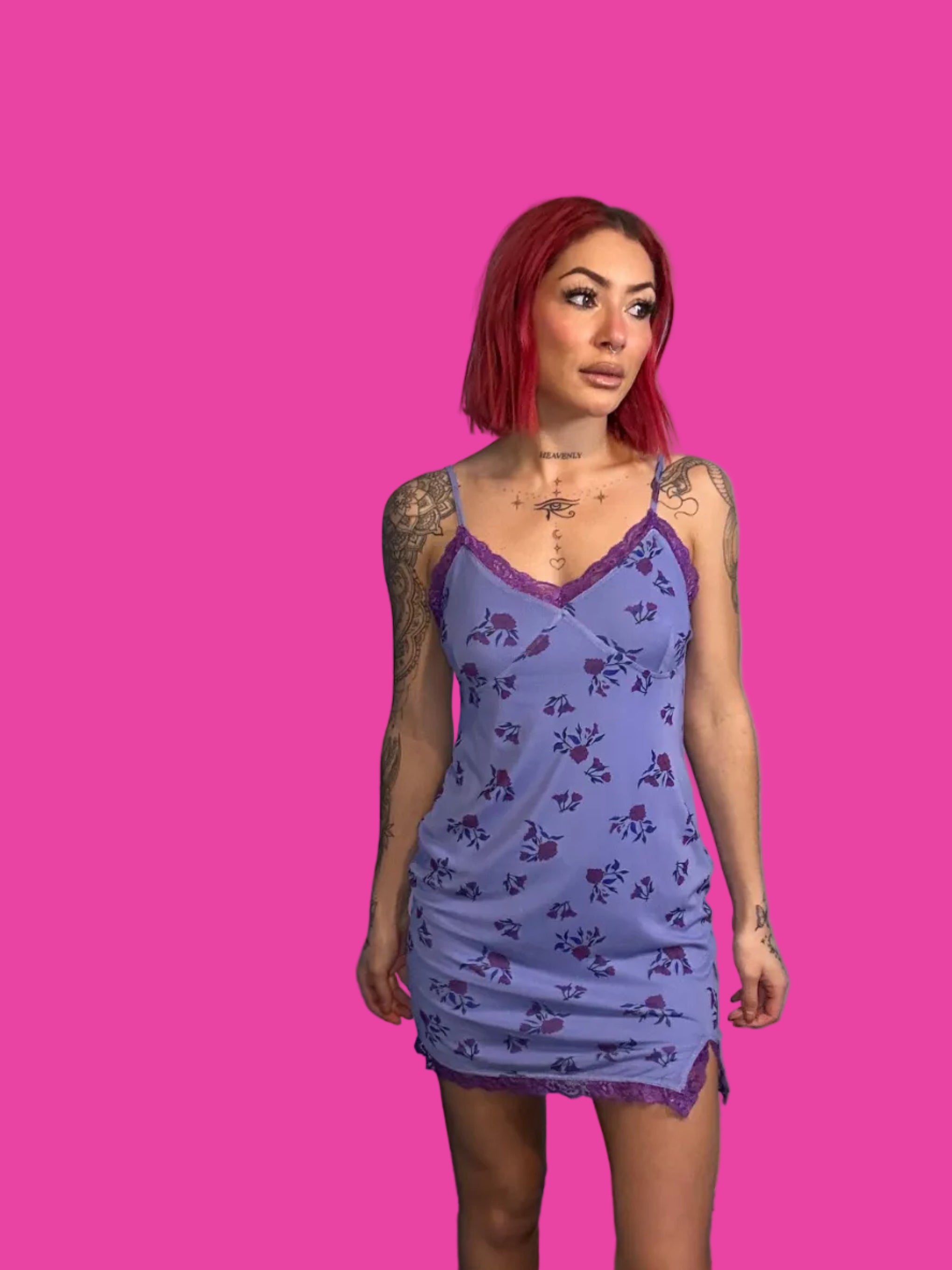 Purple floral mini dress