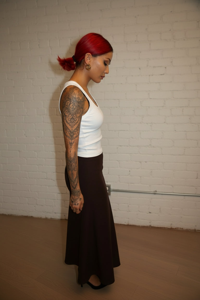 Brown A line maxi skirt