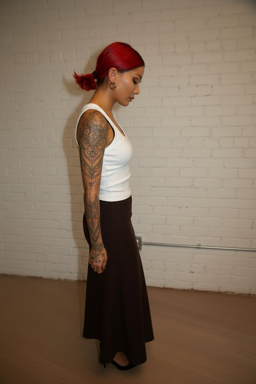 Brown A line maxi skirt