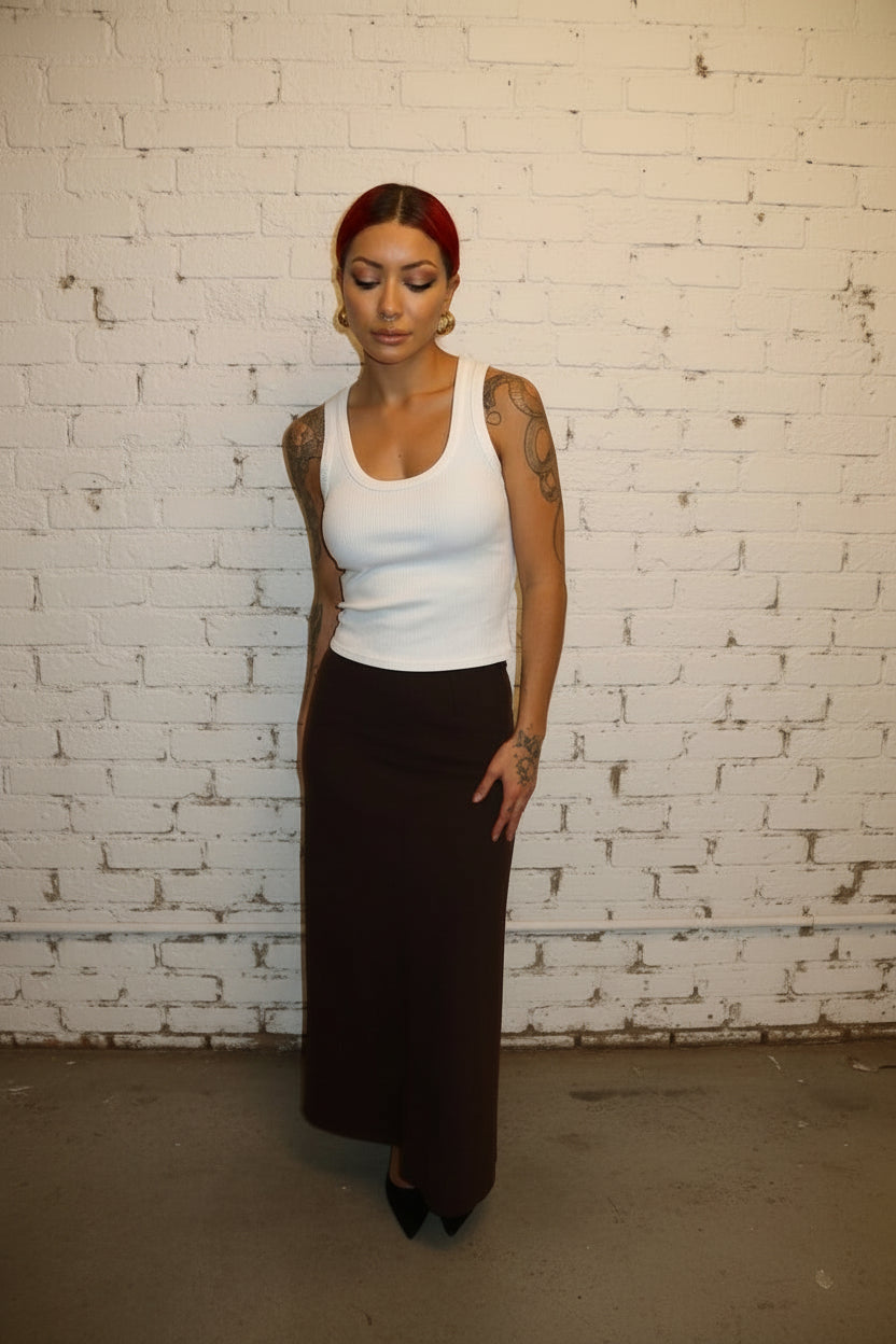 Brown A line maxi skirt
