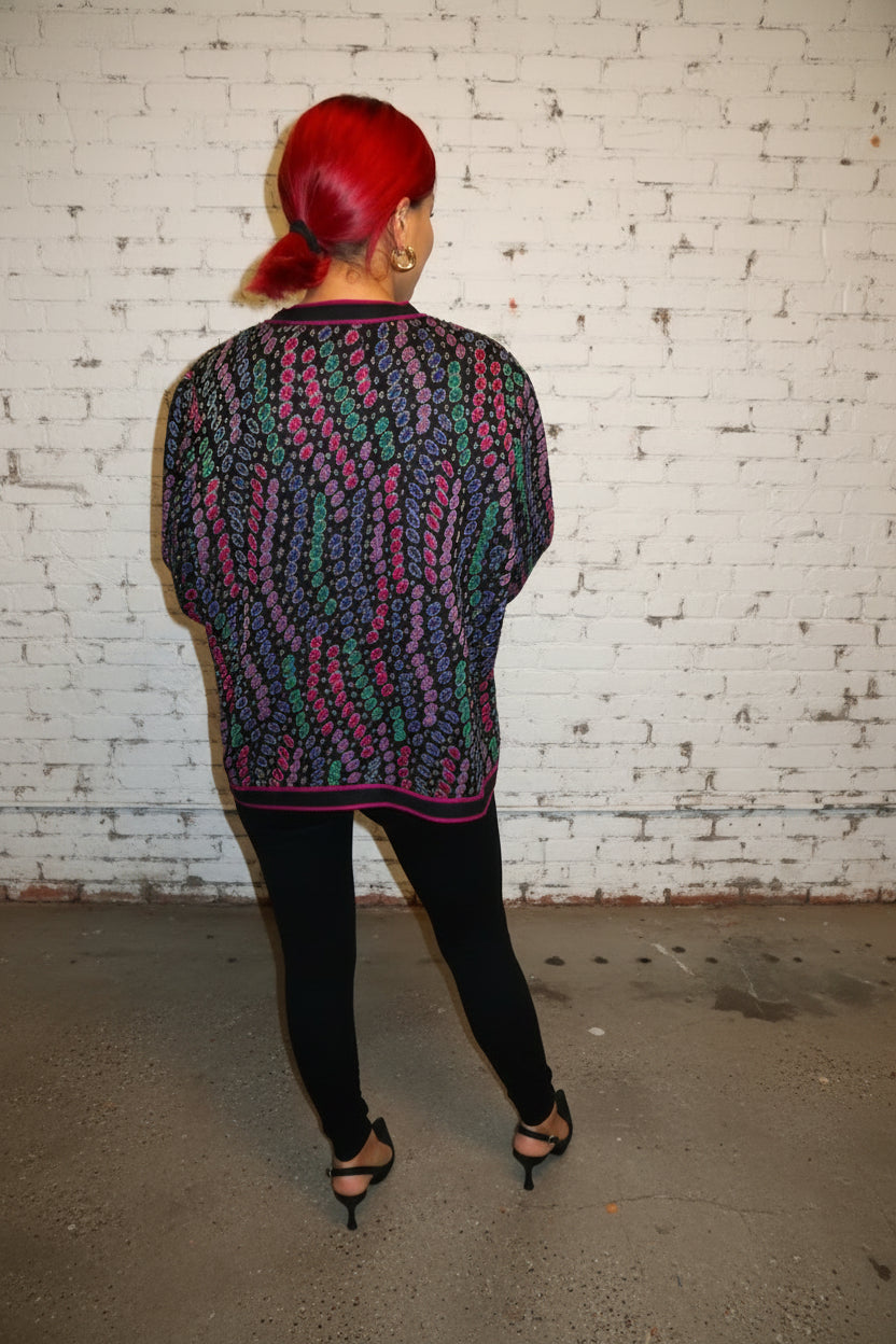 Multicoloured chunky retro cardigan