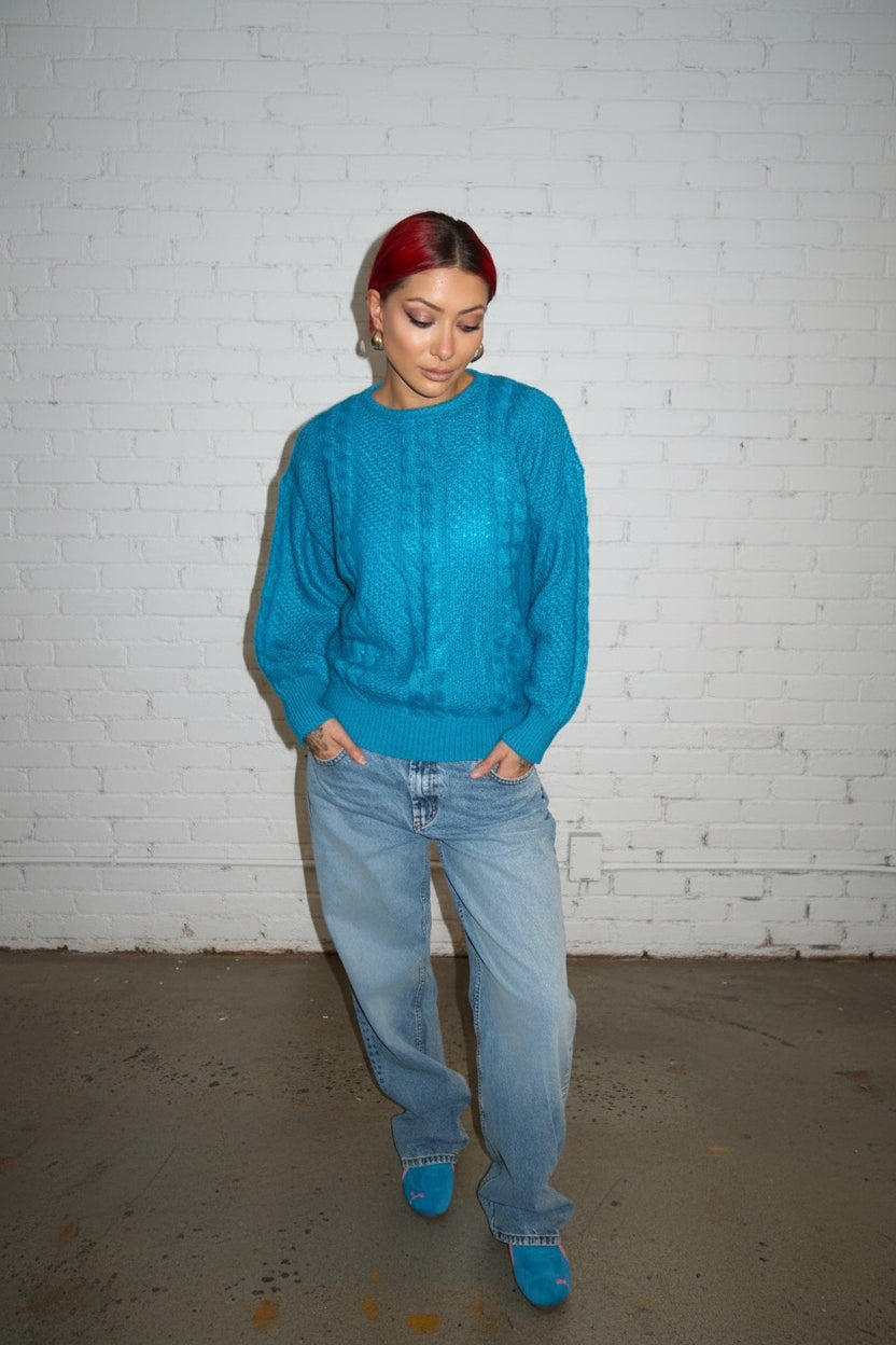 Blue knitted sweater